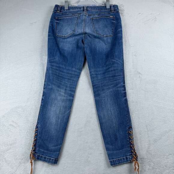 White House Black Market Skinny Jeans Womens Size 10 The Skimmer Tassel Hem Blue - Picture 3 of 13